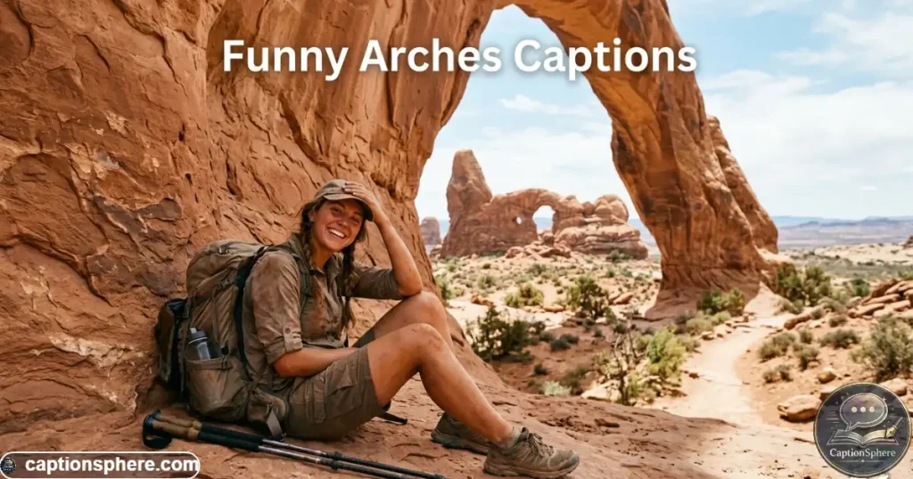 Tired hiker smiling beside a sandstone formation after a long trail
