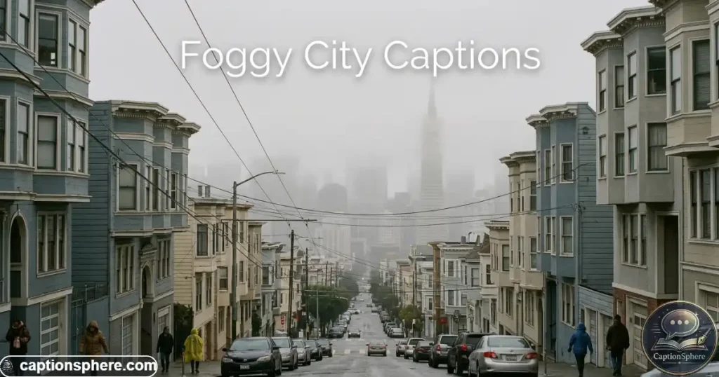 Fog drifting between San Francisco buildings and steep residential streets