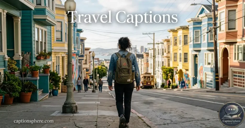 Traveler carrying a small bag while walking through a San Francisco neighborhood