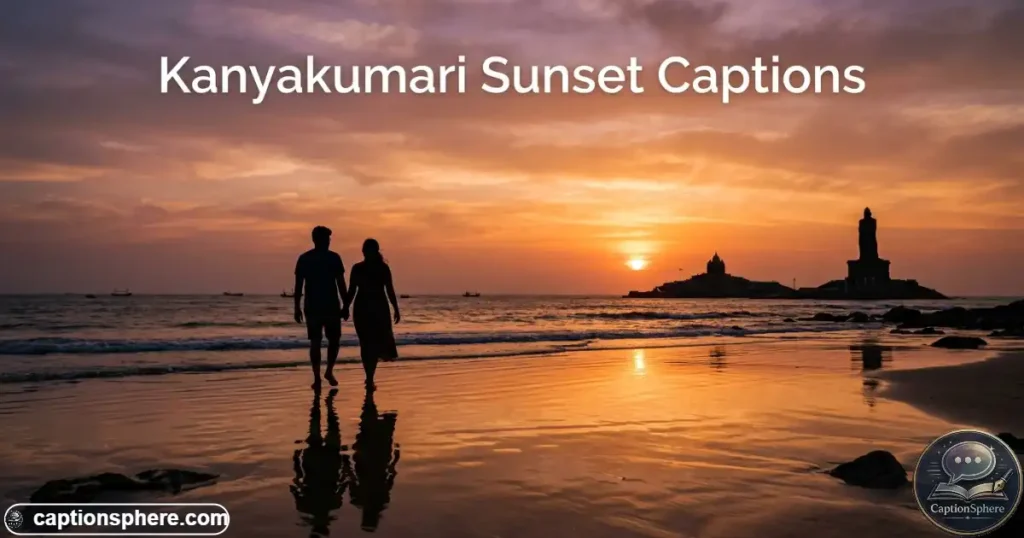 Silhouetted travelers watching sunset along the Kanyakumari coast