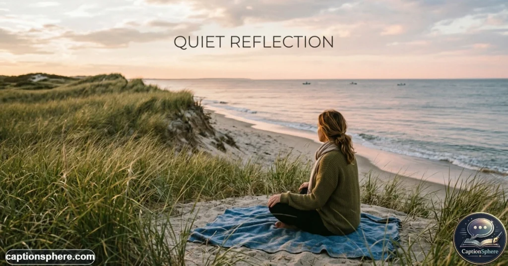 Person sitting quietly near Cape Cod dunes while watching the evening ocean