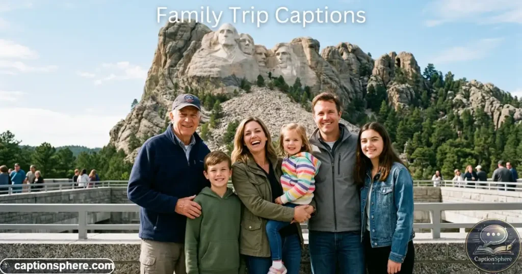 Family standing together while viewing Mount Rushmore in South Dakota