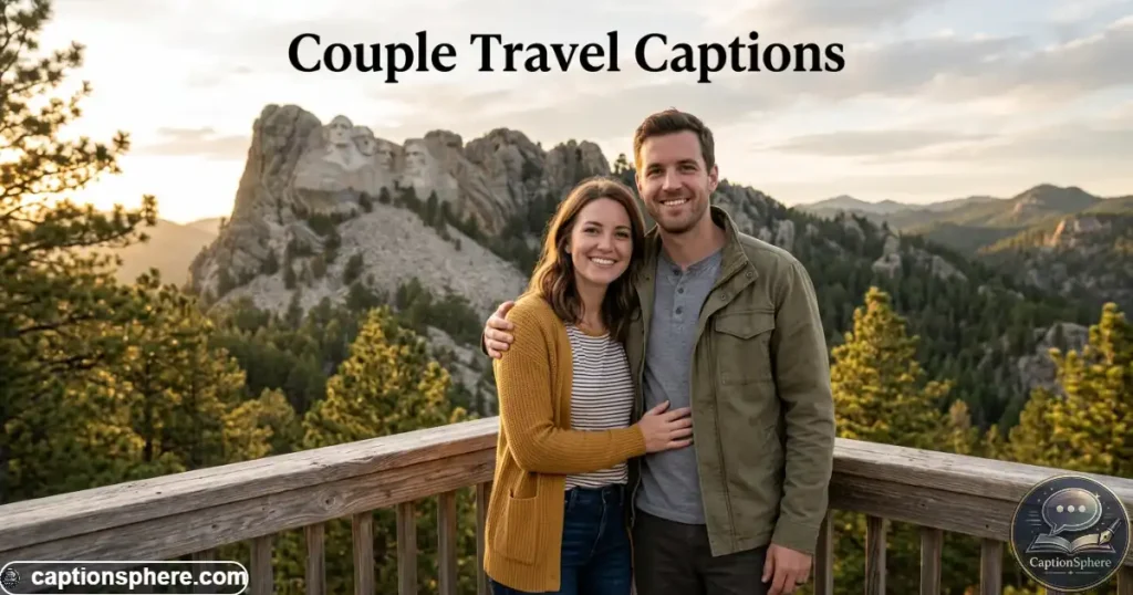 Couple smiling together with Mount Rushmore visible in the background