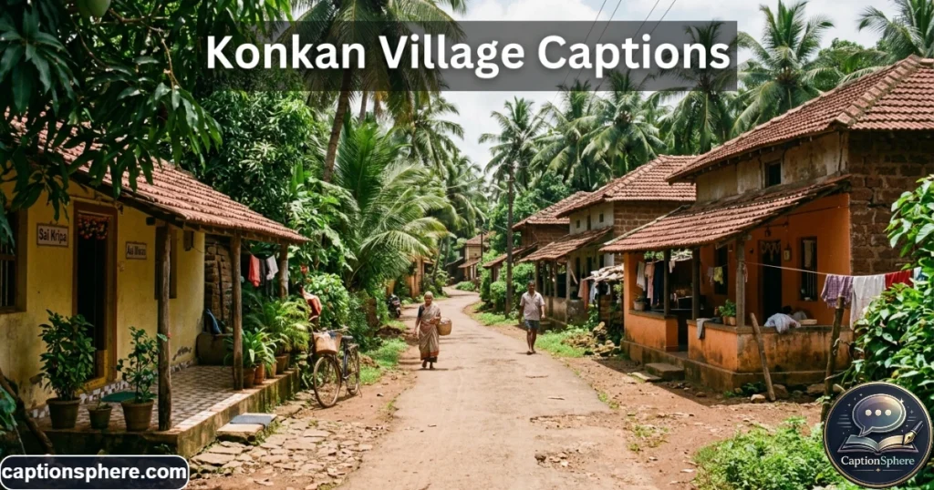 Quiet village lane lined with palms, greenery, and traditional coastal homes