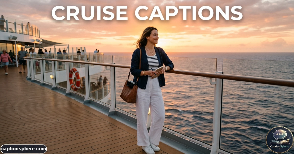Traveler standing on a cruise ship deck overlooking the open ocean at sunset