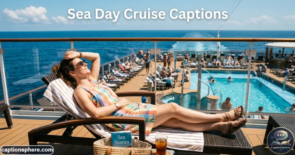 Traveler relaxing on a cruise pool deck while the ocean stretches behind them