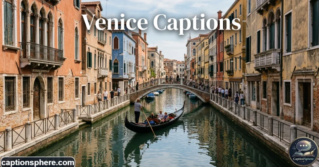 Gondola moving along a Venetian canal beside colorful historic buildings