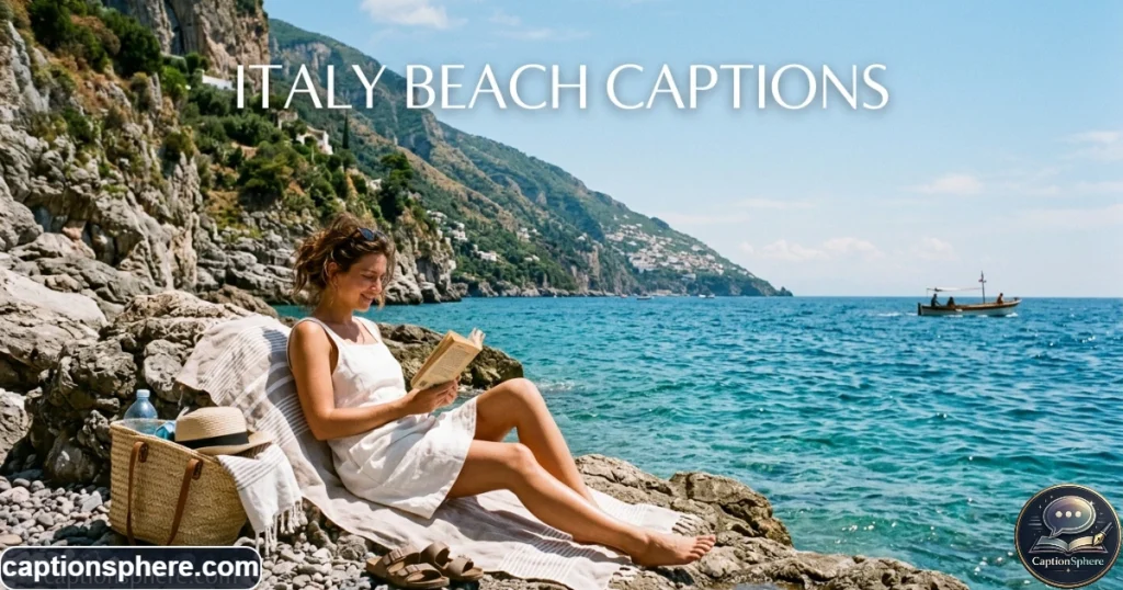 Traveler relaxing beside clear blue water on an Italian coastline