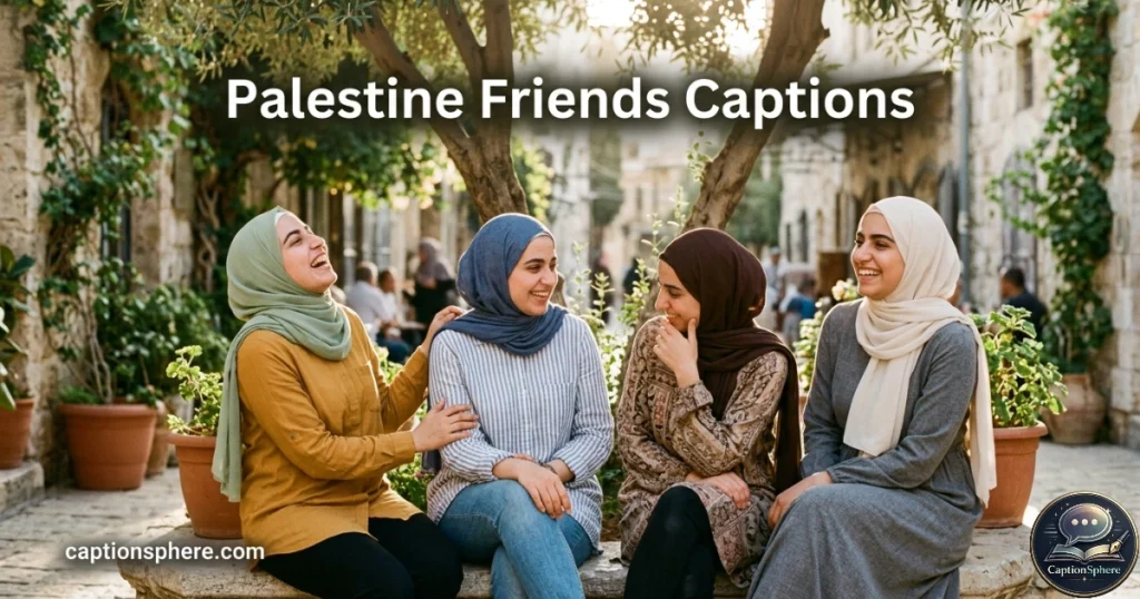 Group of friends laughing together outdoors during a Palestinian afternoon