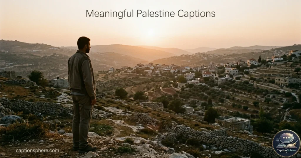 Person looking across a quiet Palestinian landscape during golden hour