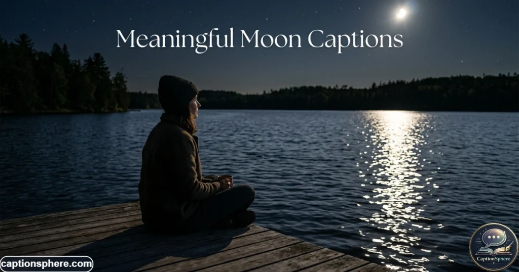 Person sitting quietly beside a lake while moonlight reflects across water