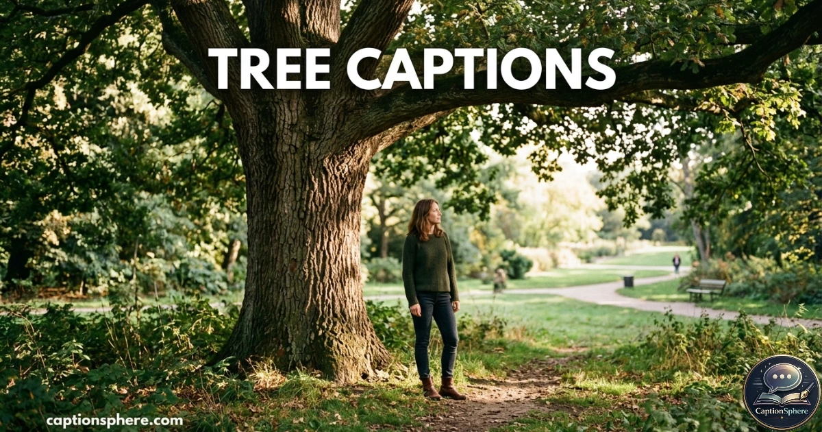 Person standing beneath a large leafy tree in a sunlit natural setting