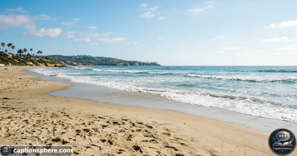 Pacific Ocean waves meeting a sunny San Diego beach