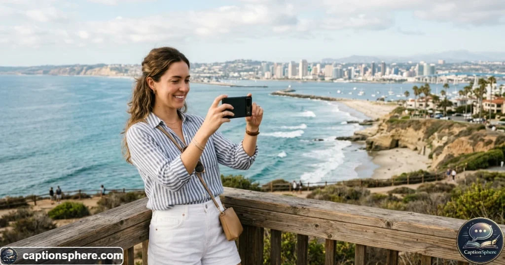 Traveler taking photos during a sunny San Diego coastal trip