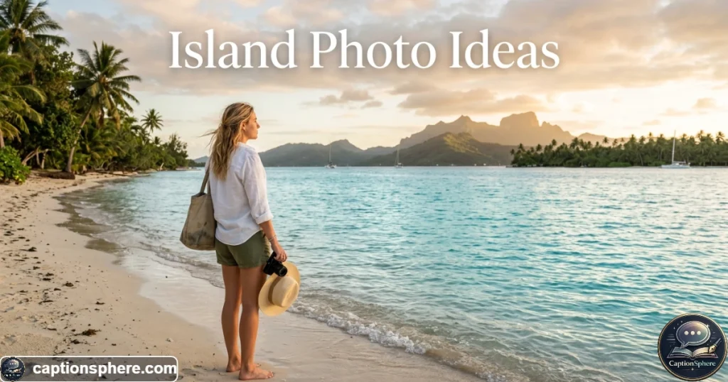 Traveler enjoying a peaceful tropical island coastline beside clear blue water