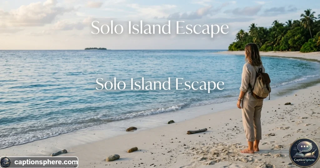 Solo traveler standing quietly on a tropical island beach facing the ocean