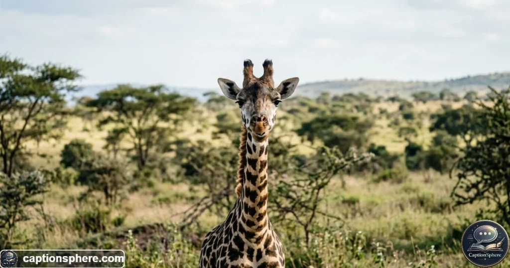 Playful giraffe looking toward the camera in a natural wildlife setting