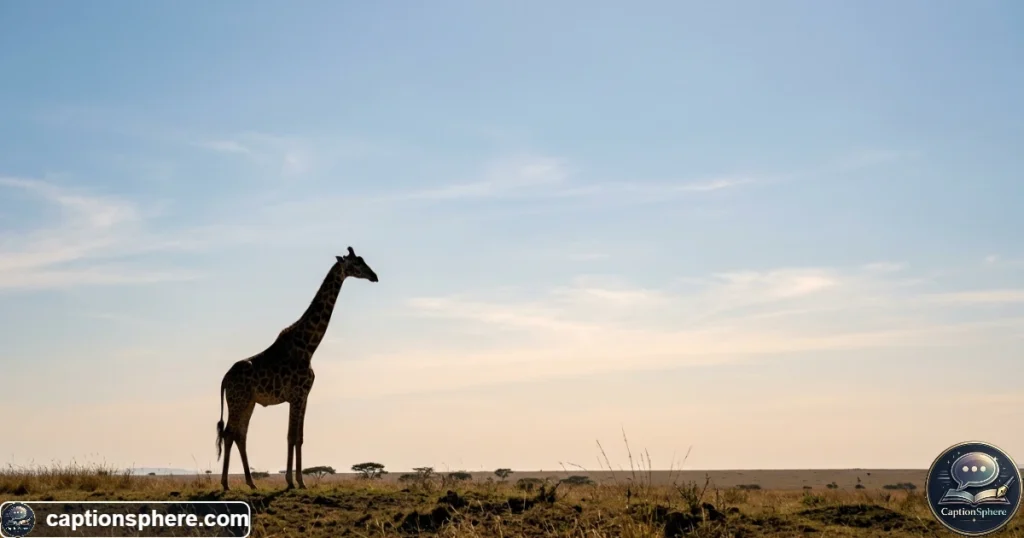 Tall giraffe silhouetted against an expansive blue sky and open savanna