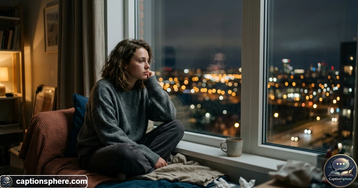 Person sitting alone at night reflecting on a painful lost love