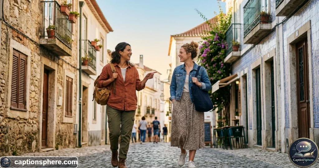 Two best friends exploring a new place together during a memorable trip