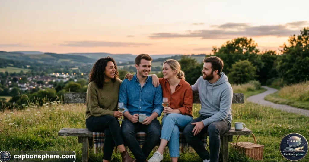 Close friends sharing a quiet meaningful moment outdoors together