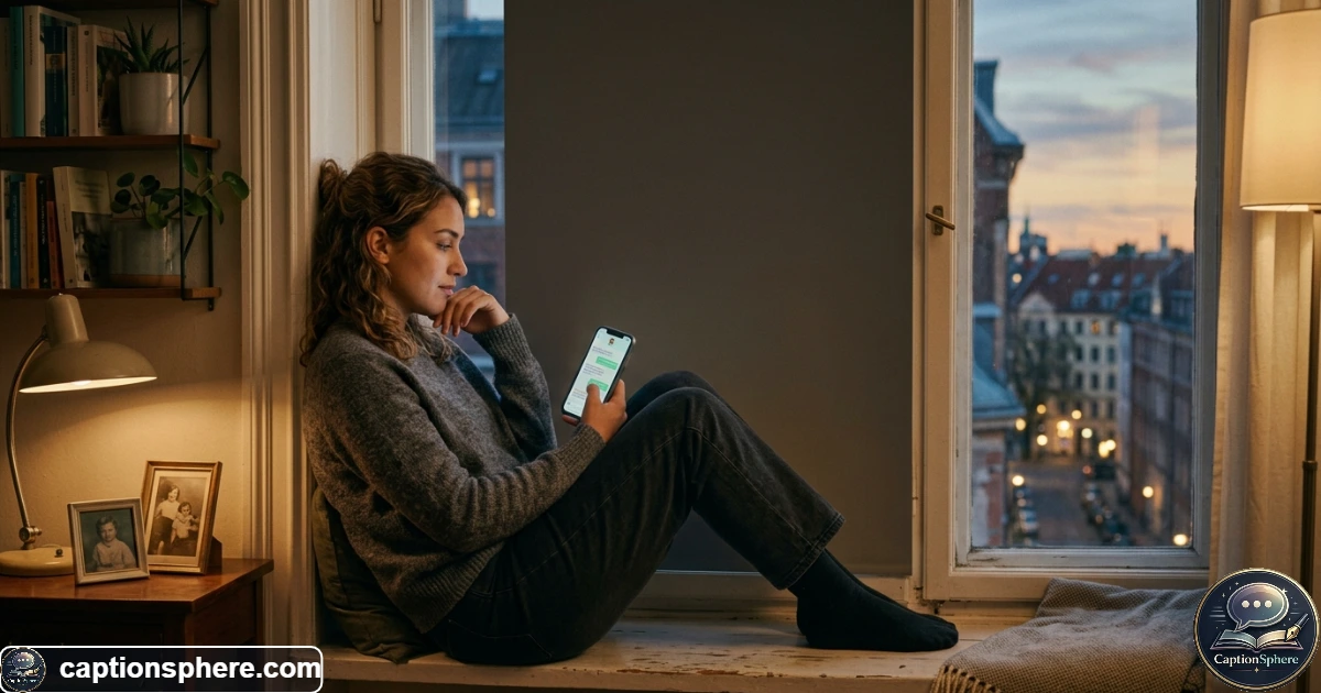 Person looking thoughtfully at a phone while missing someone far away