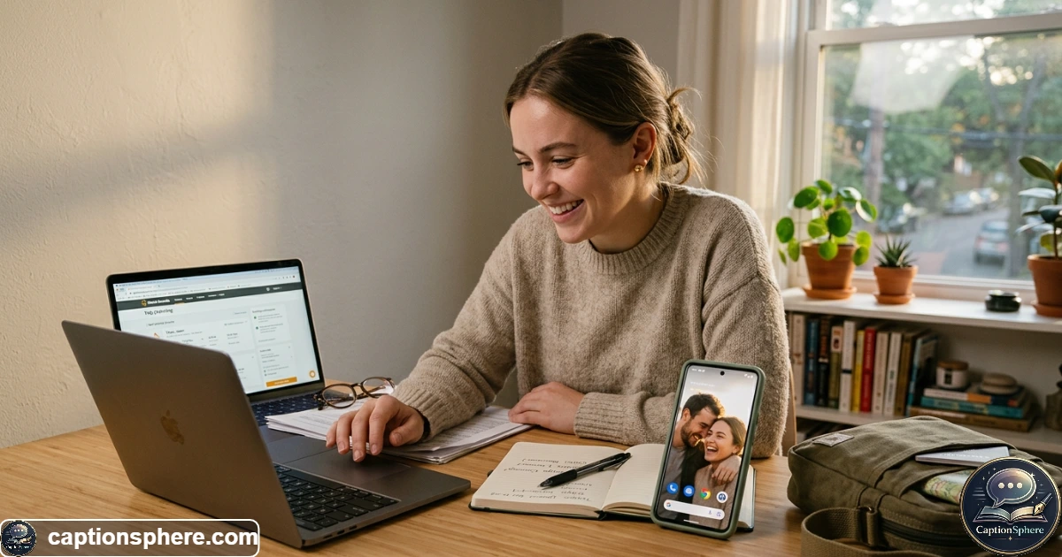 Person checking travel plans while missing a partner living far away
