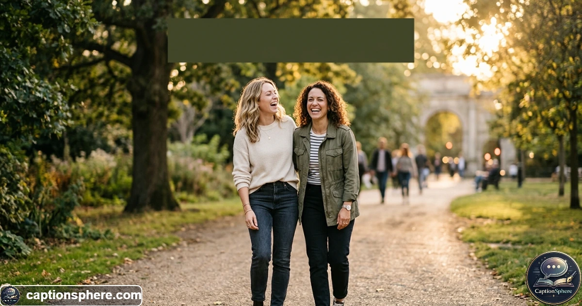 Two best friends laughing together during a casual outdoor photo moment
