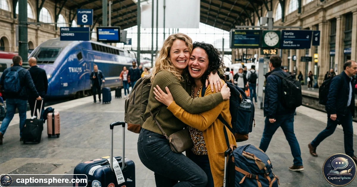 Two long-distance best friends happily reunited after spending time apart