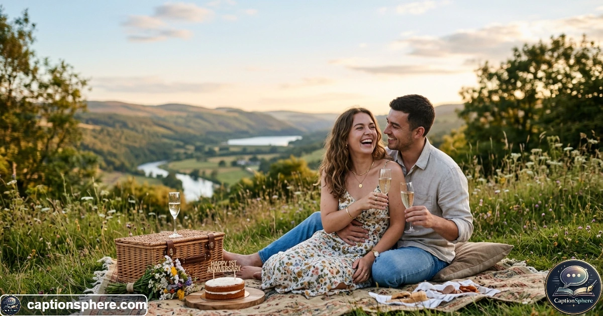Young woman celebrating a one year anniversary with her boyfriend outdoors
