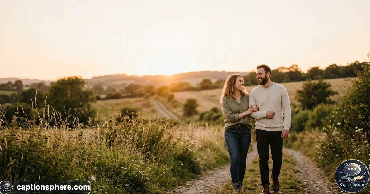 Smiling couple enjoying a simple anniversary moment together outdoors