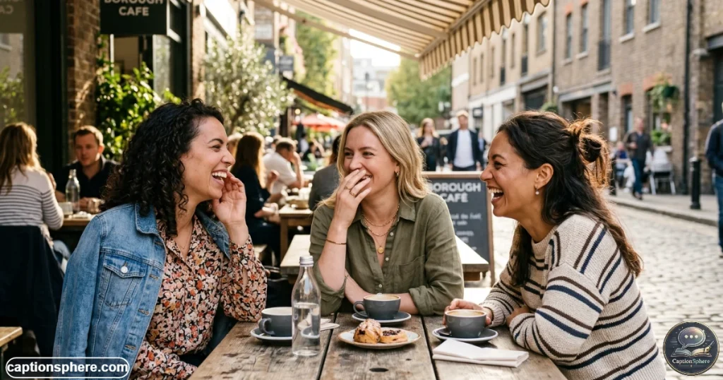 A group of true friends laughing together during a spontaneous funny moment