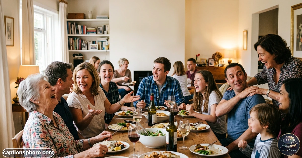 Family laughing together during a playful informal gathering