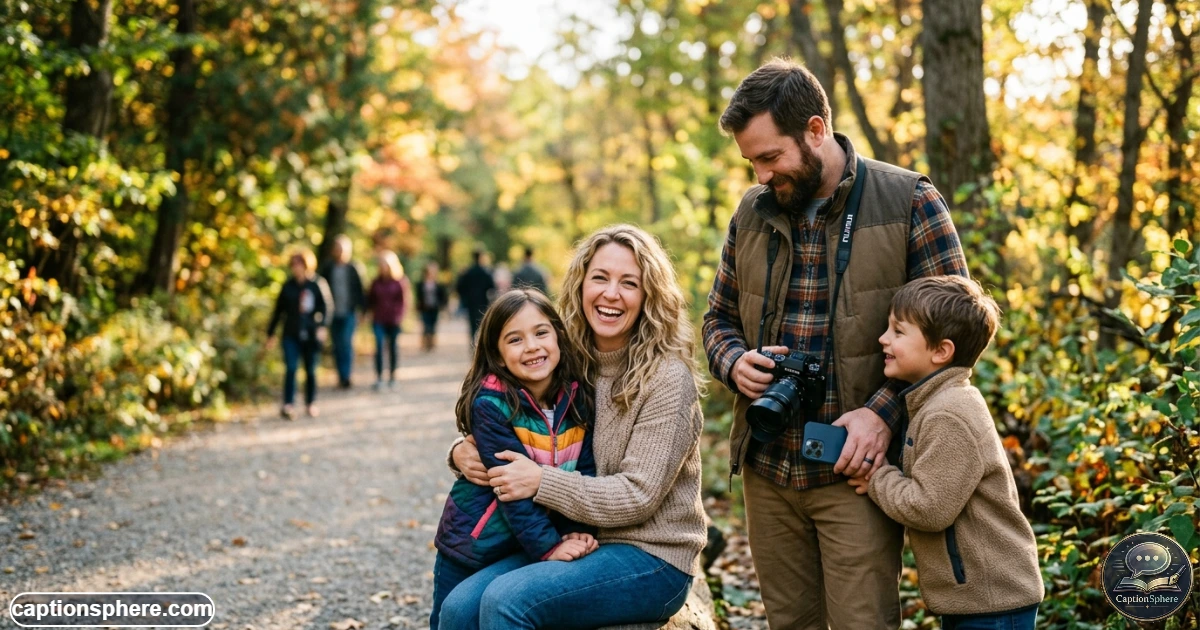 Family capturing a candid photo together outdoors