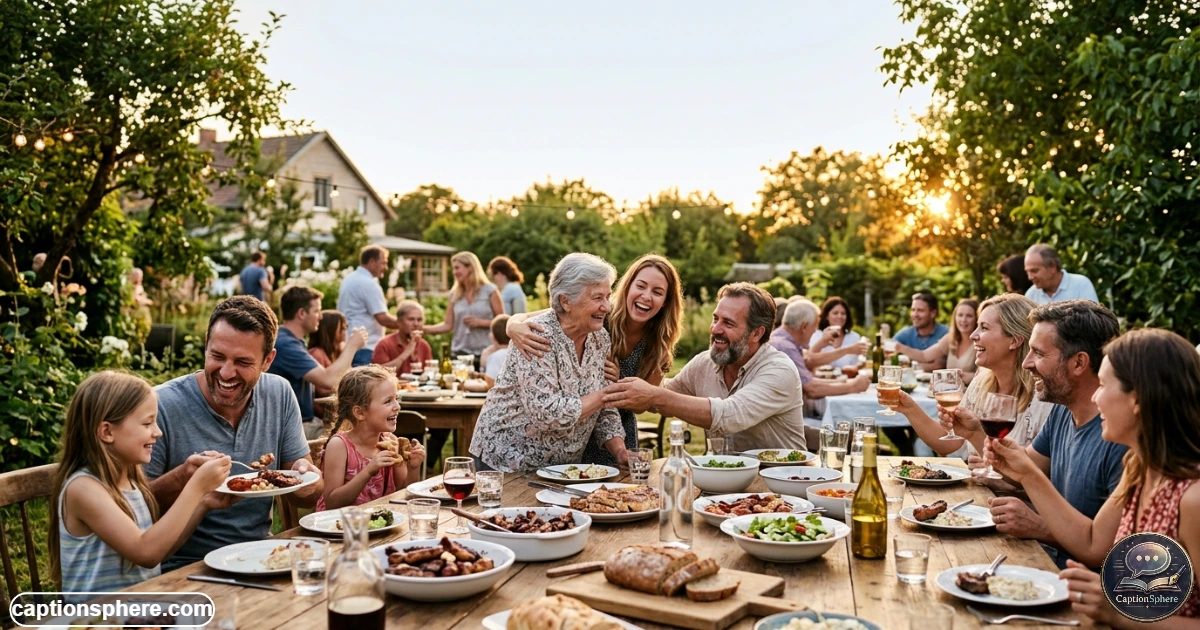 Extended family reunited around a table during a joyful gathering