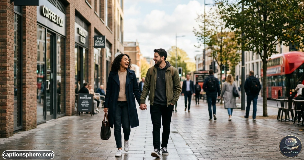 Couple sharing a subtle affectionate moment suitable for a relationship reveal