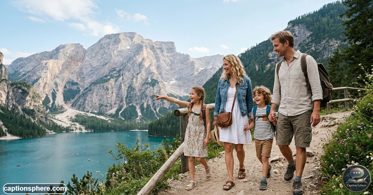Family enjoying a scenic vacation together outdoors