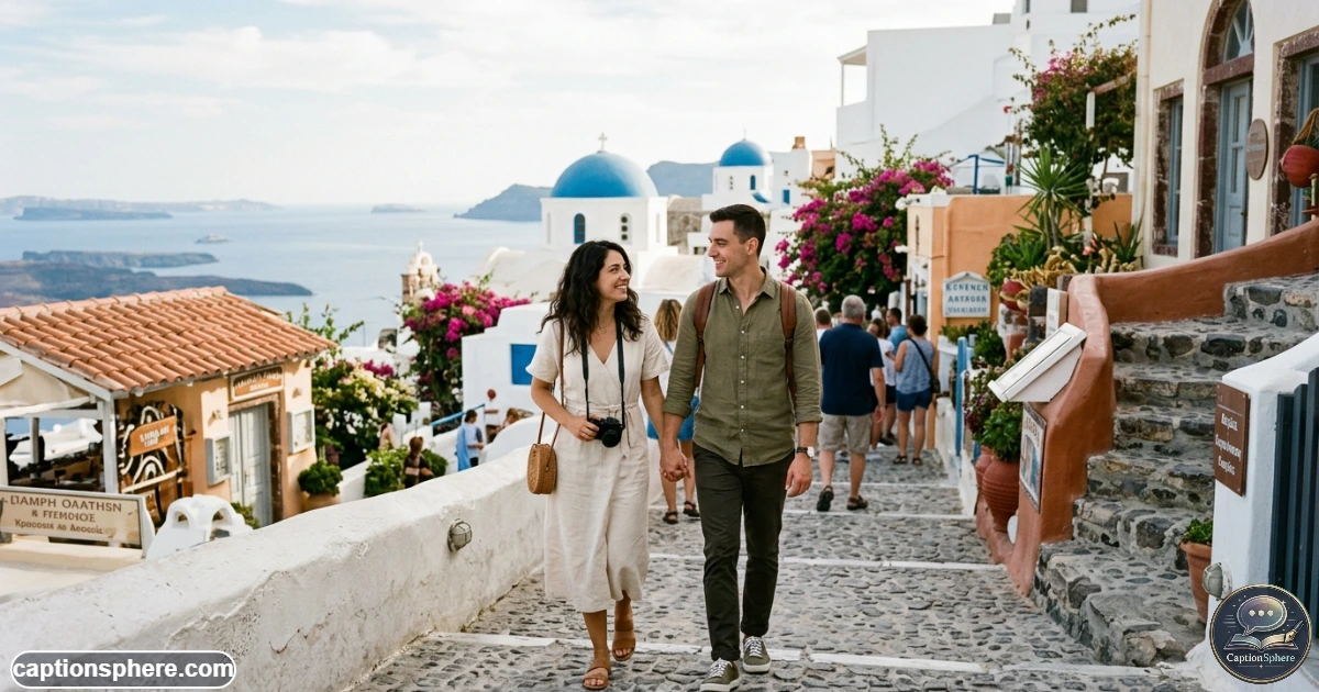 Couple walking together and enjoying a new destination on a relaxed trip