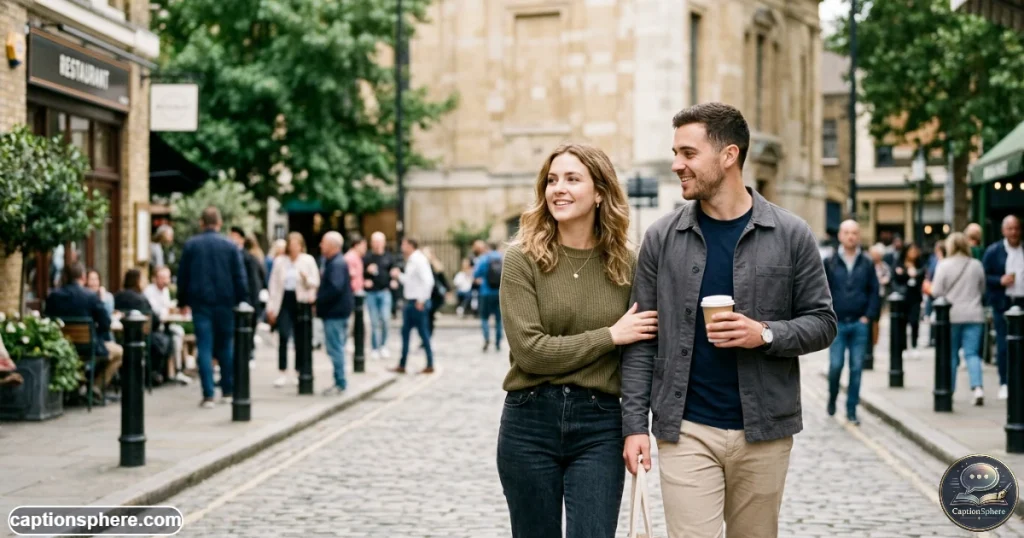 New couple sharing a subtle affectionate moment during a casual outing