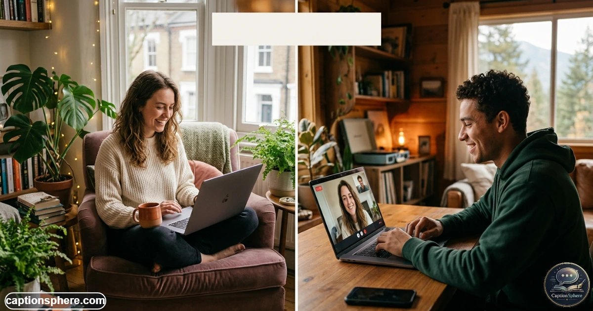 Long-distance couple sharing a warm video call from separate locations