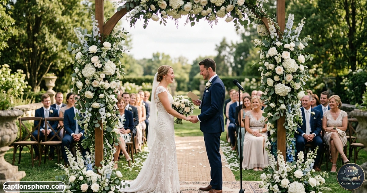 Bride and groom exchanging vows during an emotional elegant wedding ceremony