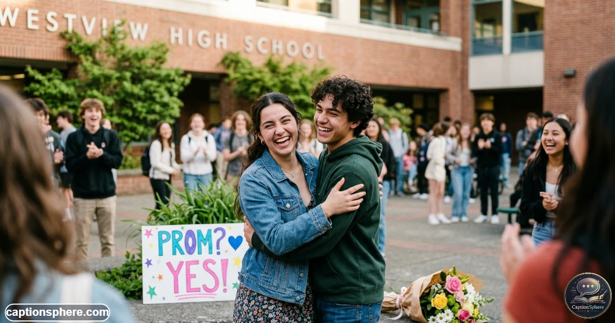Happy student celebrating after receiving a yes to a prom invitation