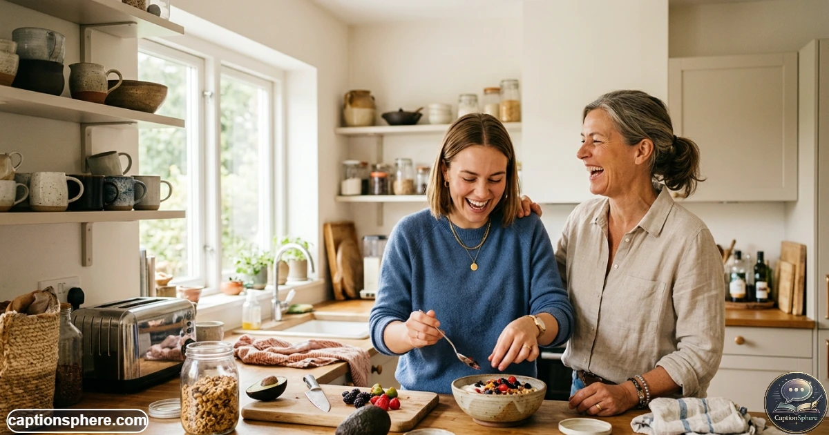 Mother and daughter laughing together during a playful everyday family moment