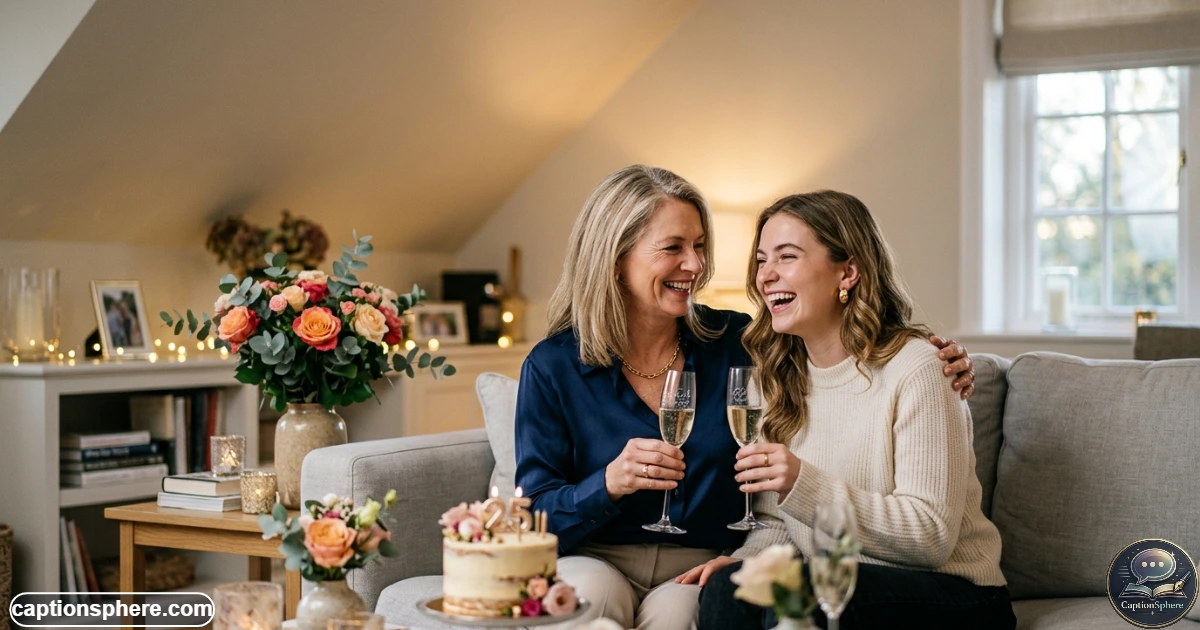 Mother and daughter celebrating a special milestone together at home
