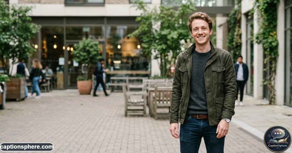 Young man smiling naturally during a relaxed outdoor portrait
