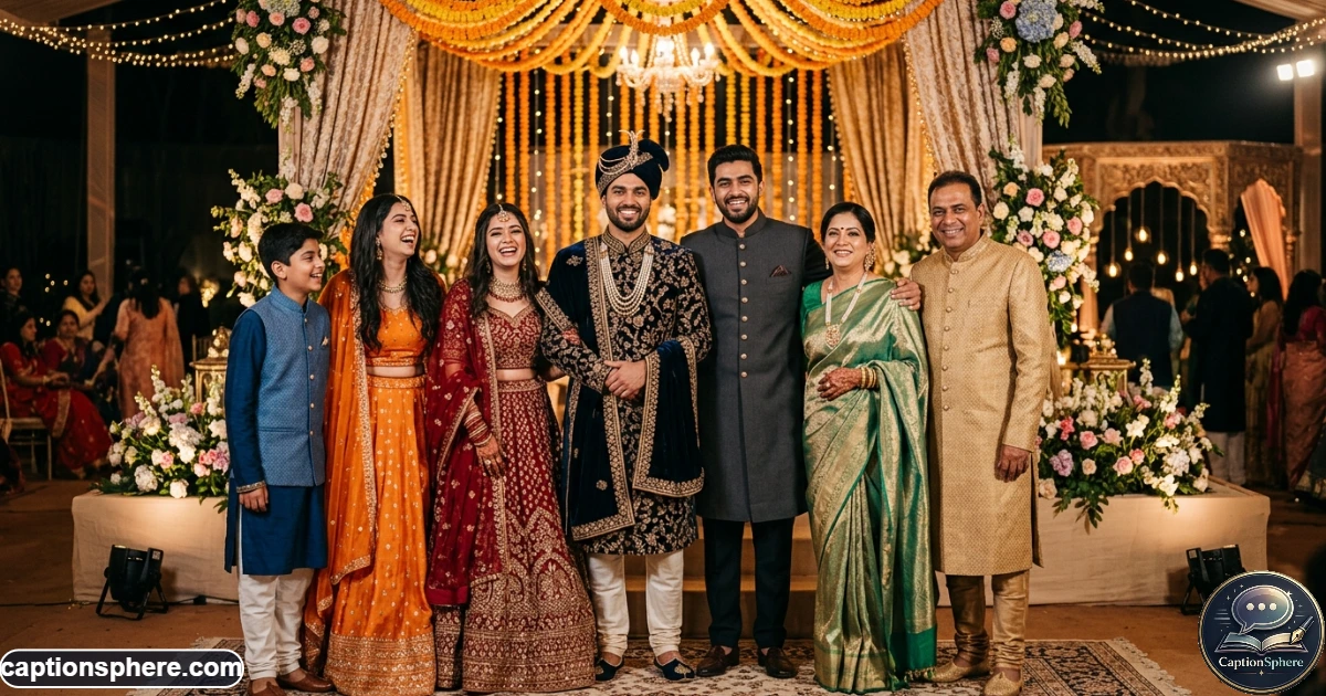 Brother celebrating his wedding with siblings and family