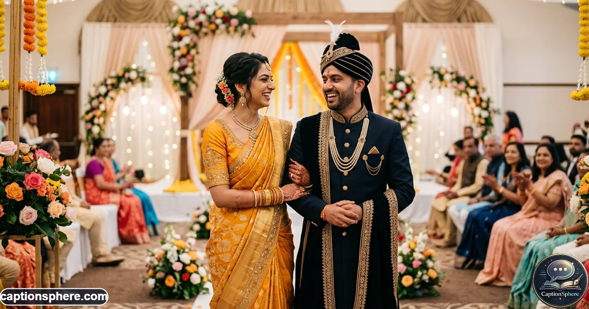 Sister standing proudly beside her brother on his wedding day