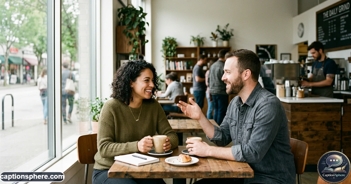 Couple enjoying coffee together during a relaxed everyday date