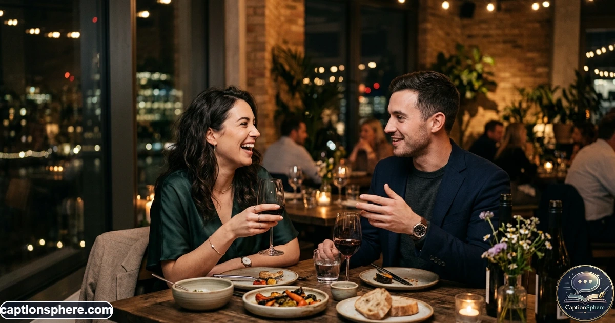 Couple enjoying an elegant evening date together at a restaurant