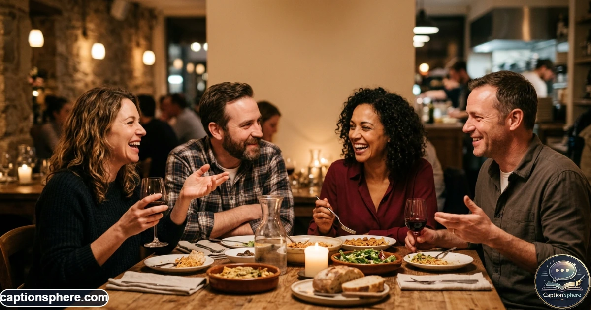 Close friends sharing a warm and meaningful dinner together